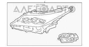 Фара передняя левая голая Lexus RX350 RX450h 16-19 без AFS LED 3 линзы