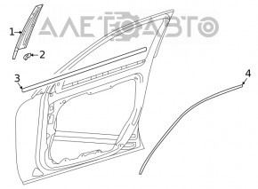Молдинг двери верхний передней левый Mercedes W167 GLE 350 450 20-26 хром с уплотнителем стекла