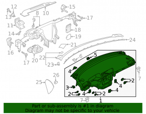 Torpedo panoul frontal fără AIRBAG VW Passat b7 12-15 SUA