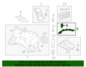Накладка задней стойки верхняя правая Toyota Highlander 14-19 серая