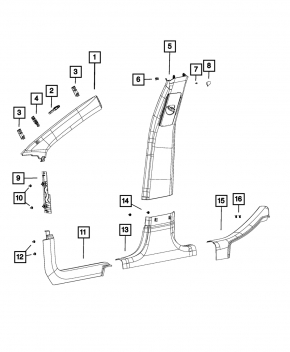 Накладка центральной стойки нижняя правая Jeep Cherokee KL 14-23 черн