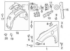Подкрылок передний левый Ford Focus mk3 11-18