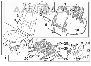 Водительское сидение Mazda CX-9 16-17 с airbag, электрическое, подогрев, кожа черная