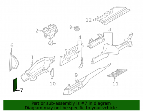 Накладка передней панели боковая левая нижняя Ford Escape MK4 20-26 черная