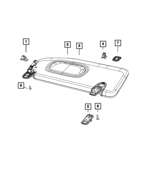 Козырек правый Jeep Cherokee KL 19-23 серый, без крючка, без подсветки, под химчистку