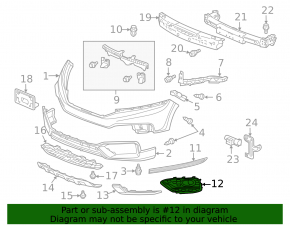 Решетка бампера левая Honda Crosstour 10-15 2013-15