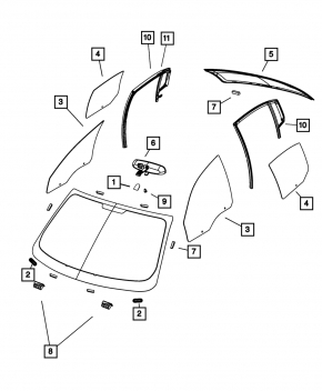 Стекло двери передней левой Chrysler 200 11-14