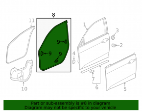 Уплотнитель двери передней левой Honda Civic XI FE/FL 22-26