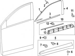 Молдинг двери верхний передней левой Lexus RX350 RX350h RX450h+ RX500h 23-26 хром