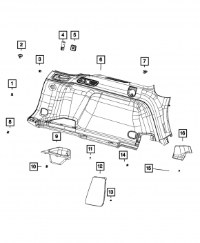 Накладка обшивки арки левая Jeep Grand Cherokee WL 21-26 задняя, черная, потерта