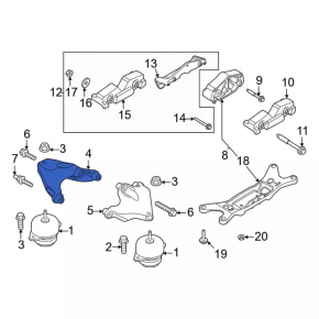 Кронштейн подушки двигателя правый Ford Mustang mk6 15-23 5.0