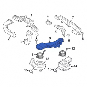 Воздуховод на правый вентилятор охлаждения батареи Ford Fusion mk5 13-20 plug-in, с актуатором