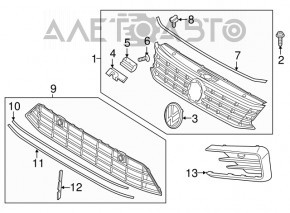 Центральная решетка переднего бампера VW Passat b8 16-19 USA R-Line