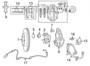 Кожух тормозного диска передний левый Chrysler 300 11-23 RWD