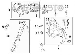 Ornamente arc dreapta pentru Lexus UX200 UX250h 19-22 fără roată de rezervă și subwoofer, zgârieturi