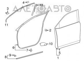 Дверь голая передняя левая Toyota Highlander 14-19