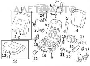 Водительское сидение Infiniti QX30 17-19 без airbag, кожа черн