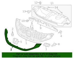 Молдинг решетки радиатора Honda Civic 11-15 2013-15, without si