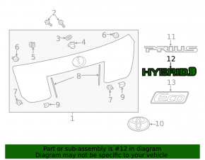 Эмблема надпись "HYBRID" двери багажника Toyota Prius 50 16-18