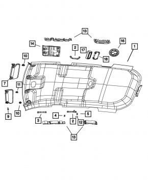 Козырек левый Dodge Journey 11-20 серый, без подсветки, без крючка