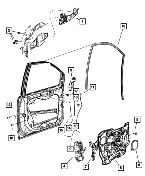 Blocarea ușii din față dreapta a Jeep Compass 11-16