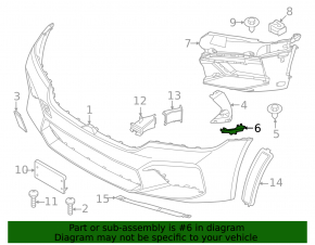 Suport bara față, aripă inferioară dreapta, BMW Seria 5 G30 2017-2023. Capac și ornament bara, 2018-2020, Capac și ornament bara, 2021-22. Capac și ornament bara