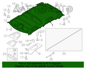 Обшивка потолка Mini Cooper Countryman R60 10-16 без люка, черный, заломы