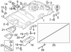 Обшивка потолка Mini Cooper Countryman R60 10-16 без люка, черный, заломы