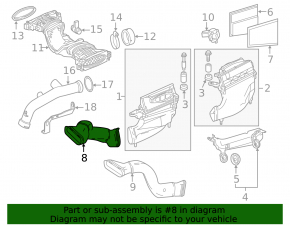 Conductă de aer de la admisia de aer dreapta Mercedes W166 ML 12-16 3.0d