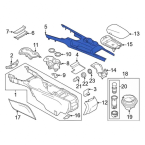 Накладка центральной консоли Ford Mustang mk6 17-23 черная, царапины, под чистку
