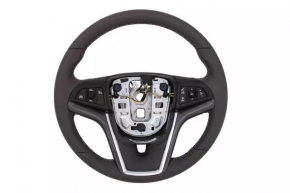 Руль голый Chevrolet Volt 11-15 кожа, темно-серый с графит накладкой, без кнопок, царапины, тычки