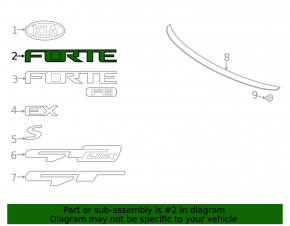 Эмблема надпись FORTE крышки багажника Kia Forte 19-21 4d