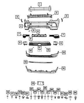 Молдинг переднего бампера нижний Jeep Compass 22-26 черная структура