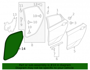 Уплотнитель дверного проема задний левый Honda Civic XI FE/FL 22-26