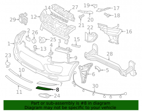 Накладка решетки переднего бампера левая Porsche Cayenne 958 11-14 нижняя 3.6, 3.0d