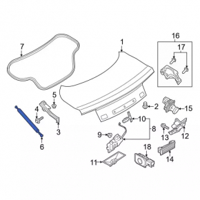 Амортизатор крышки багажника правый Ford Mustang mk6 15-23 тип-2