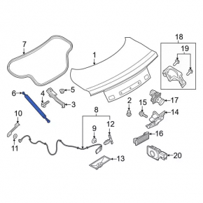 Амортизатор крышки багажника правый Ford Mustang mk6 15-23 тип-2