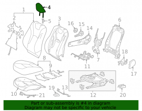 Подголовник передний правый Toyota Prius 50 19-22 черный, ткань
