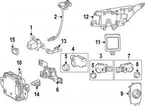 Cameră frontală Lexus RX350 RX350h RX450h+ RX500h 23-26 în grila radiatorului