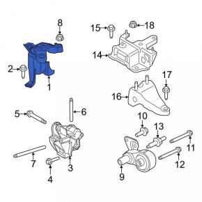 Подушка двигателя правая Ford Fiesta 11-17 1.6