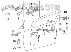 Ручка двери внешняя передняя левая Lexus RX350 RX450h 10-15 keyless