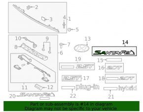 Эмблема надпись SANTAFE двери багажника Hyundai Santa FE 19-23