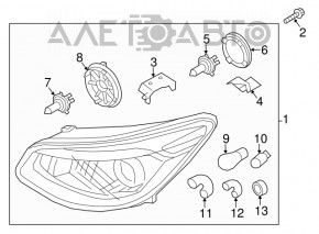 Фара передняя левая Kia Soul 14-16 дорест галоген + led DRL