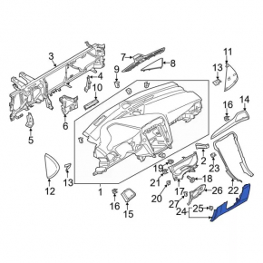 Накладка колени водителя Ford Fusion mk5 13-16 беж