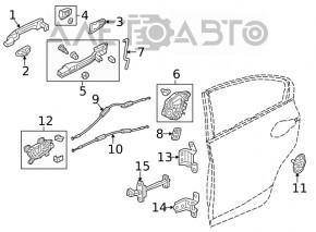 Механизм ручки двери задней левой Honda Civic X FC 16-21 4d с тягой