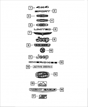 Эмблема LATITUDE plus двери багажника Jeep Cherokee KL 19-22