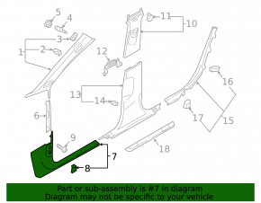 Накладка порога внутренняя передняя правая Audi A5 F5 18-20 5D серая