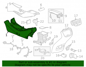 Консоль центральная подлокотник и подстаканники Chevrolet Malibu 16-23 серая