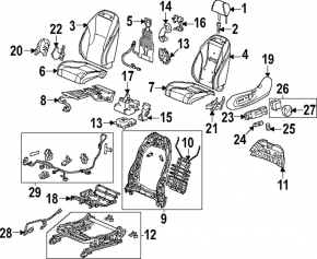Водительское сидение Honda Accord 23-26 с airbag, с подголовником, электрическое, подогрев, кожа черная