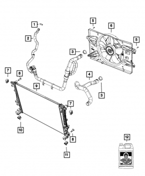 Патрубок охлаждения верхний Jeep Cherokee KL 19-23 2.4